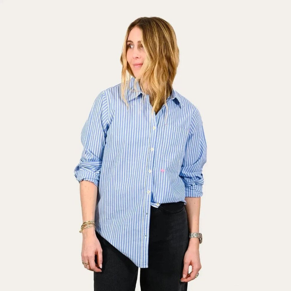 Kerri Rosenthal - Blue Striped Button Down Shirt - Size Small